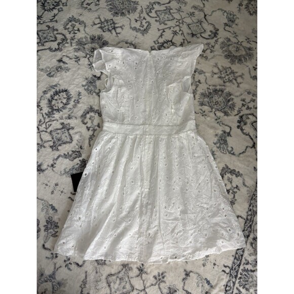 Lulus Flirtatious in Florence White Ruffled Eyelet Cotton Mini Dress Size Medium - Picture 3 of 8